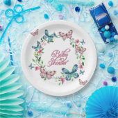 春かわいらしフローラバタフライリースベビーシャワー ペーパープレート (パーティー)