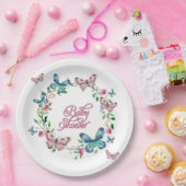春かわいらしフローラバタフライリースベビーシャワー ペーパープレート (パーティー)