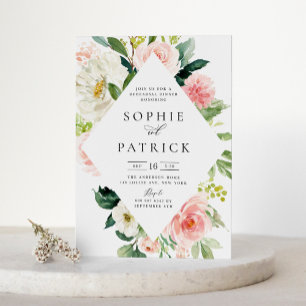 春かわいらしフローラフレームリハーサルディナー 招待状