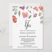 春かわいらしフローラ彼女が言ったYes婚約パーティ 招待状 (正面)