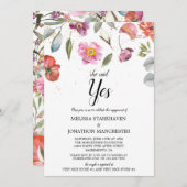 春かわいらしフローラ彼女が言ったYes婚約パーティ 招待状 (正面/裏面)