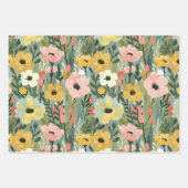 春かわいらしフローラ水の色ピーチデクページ ラッピングペーパーシート (正面3)