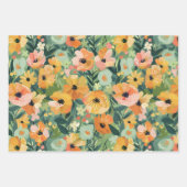 春かわいらしフローラ水の色ピーチデクページ ラッピングペーパーシート (正面2)