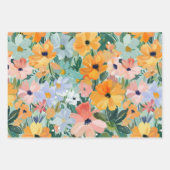 春かわいらしフローラ水の色ピーチデクページ ラッピングペーパーシート (正面)
