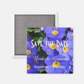 春かわいらしブルーの庭の花の日付を保存 マグネット (正面/裏面)