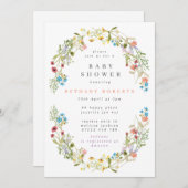 春かわいらしワイルドフラワーベビーシャワー 招待状 (正面/裏面)