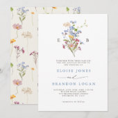 春かわいらしワイルドフラワーメドウ庭園の結婚式 招待状 (正面/裏面)