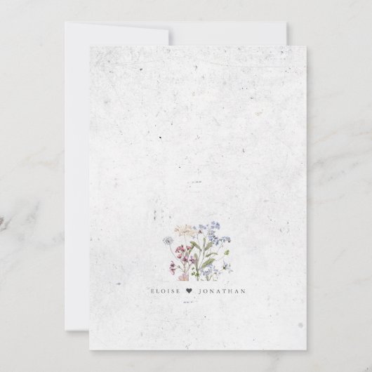 春かわいらしワイルドフラワーメドウ庭園の結婚式I 招待状 (裏面)