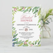 春かわいらし植物性赤面ピンクブライダルシャワー 招待状 (スタンド正面)