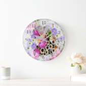 春かわいらし花束 ラージ壁時計 (ホーム)
