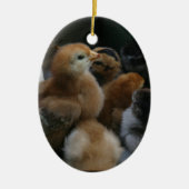春かイースター: ひよこ、ウサギ セラミックオーナメント (正面)