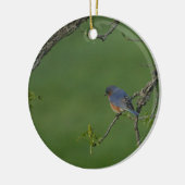春かイースター: オスのブルーバード、メスのブルーバード セラミックオーナメント (左)