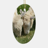 春かイースター: 2頭の子ヒツジ同じ草、塀によって1 セラミックオーナメント (右)