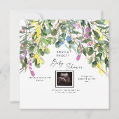 春がもうすぐ開花する超音波エコー写真のユーモアたっぷりなピンクの光 招待状 (正面)