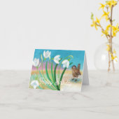 春が来る - セッカとスノードロップ カード (黄色い花)