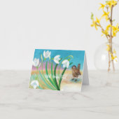 春が来る - セッカとスノードロップ カード (黄色い花)