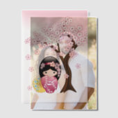 春こけし人形かわいい日本の芸者インサート ベラム紙招待状 (オフセット (カップル))