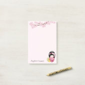 春こけし人形かわいい芸者ガールピンク ポストイット (デスク上)