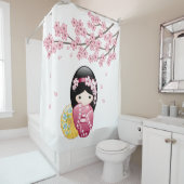 春こけし人形かわいい芸者ガール シャワーカーテン (インサイチュ)