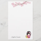 春こけし人形かわいい芸者ガール 便箋 (正面)