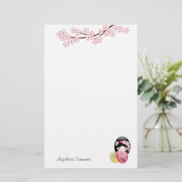 春こけし人形かわいい芸者ガール 便箋