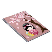 春こけし人形 – かわいい日本の芸者オンピンク ノートブック (右側)