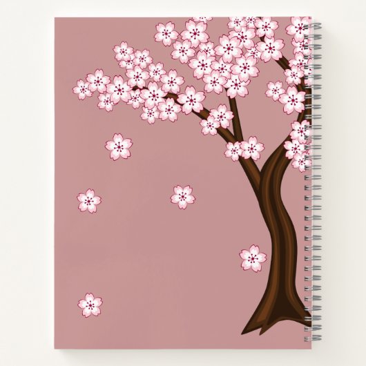 春こけし人形 – かわいい日本の芸者オンピンク ノートブック (裏面)