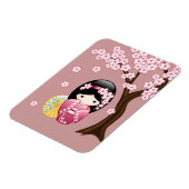 春こけし人形 – かわいい日本の芸者オンピンク マグネット (左側)