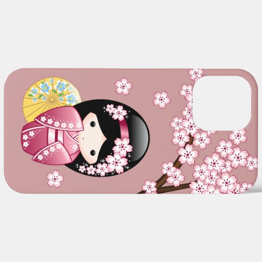 春こけし人形 – かわいい日本の芸者オンピンク Case-Mate iPhoneケース (裏面 (横))