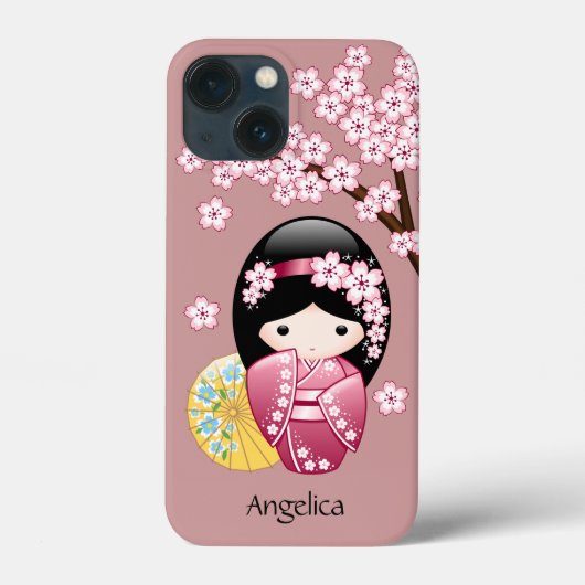 春こけし人形 – かわいい日本の芸者オンピンク Case-Mate iPhoneケース (裏面)