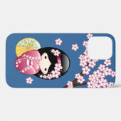 春こけし人形 – かわいい日本の芸者オンブルー Case-Mate iPhoneケース (裏面 (横))