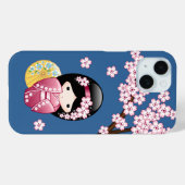 春こけし人形 – かわいい日本の芸者オンブルー Case-Mate iPhoneケース (裏面 (横))