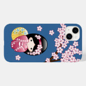 春こけし人形 – かわいい日本の芸者オンブルー Case-Mate iPhoneケース (裏面 (横))