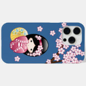 春こけし人形 – かわいい日本の芸者オンブルー Case-Mate iPhoneケース (裏面 (横))
