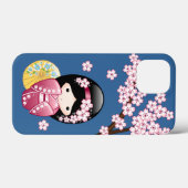 春こけし人形 – かわいい日本の芸者オンブルー Case-Mate iPhoneケース (裏面 (横))