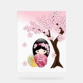 春こけし人形 – かわいい日本の芸者ガール アクリルサイン (正面)