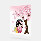 春こけし人形 – かわいい日本の芸者ガール アクリルサイン (傾斜)