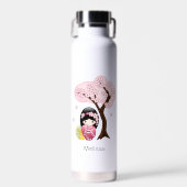 春こけし人形 – かわいい日本の芸者ガール ウォーターボトル (正面)