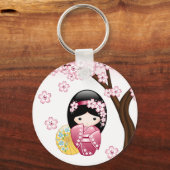 春こけし人形 – かわいい日本の芸者ガール キーホルダー (裏面)