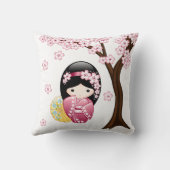 春こけし人形 – かわいい日本の芸者ガール クッション (裏面)