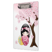 春こけし人形 – かわいい日本の芸者ガール クリップボード (左)