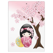 春こけし人形 – かわいい日本の芸者ガール クリップボード (裏面)