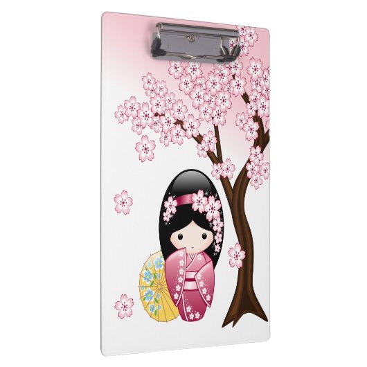 春こけし人形 – かわいい日本の芸者ガール クリップボード (右)