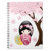 春こけし人形 – かわいい日本の芸者ガール ノートブック (正面)