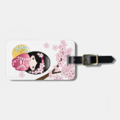 春こけし人形 – かわいい日本の芸者ガール ラゲッジタグ (正面横)