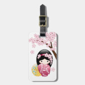 春こけし人形 – かわいい日本の芸者ガール ラゲッジタグ (正面縦)