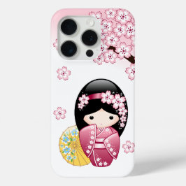 春こけし人形 – かわいい日本の芸者ガール iPhone 15 PROケース