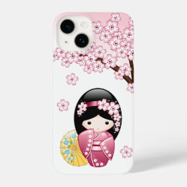 春こけし人形 – かわいい日本の芸者 iPhone 14ケース