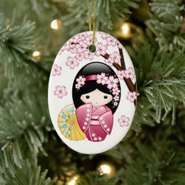 春こけし人日本の形 – かわいい芸者 セラミックオーナメント