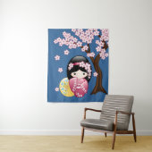 春こけし人日本の形 – かわいい芸者 タペストリー (インサイチュ)